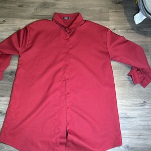 Burgundy button down shirt dress